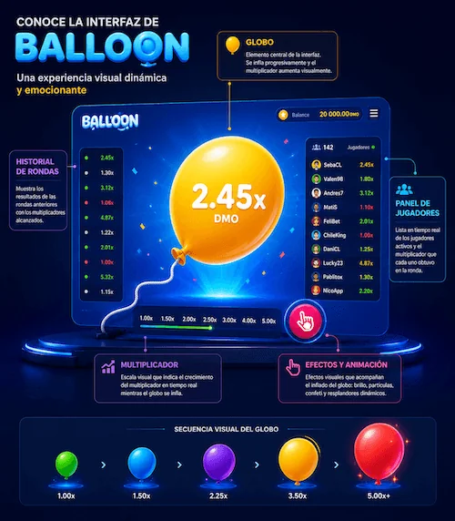 Interfaz de Balloon y evolución del multiplicador